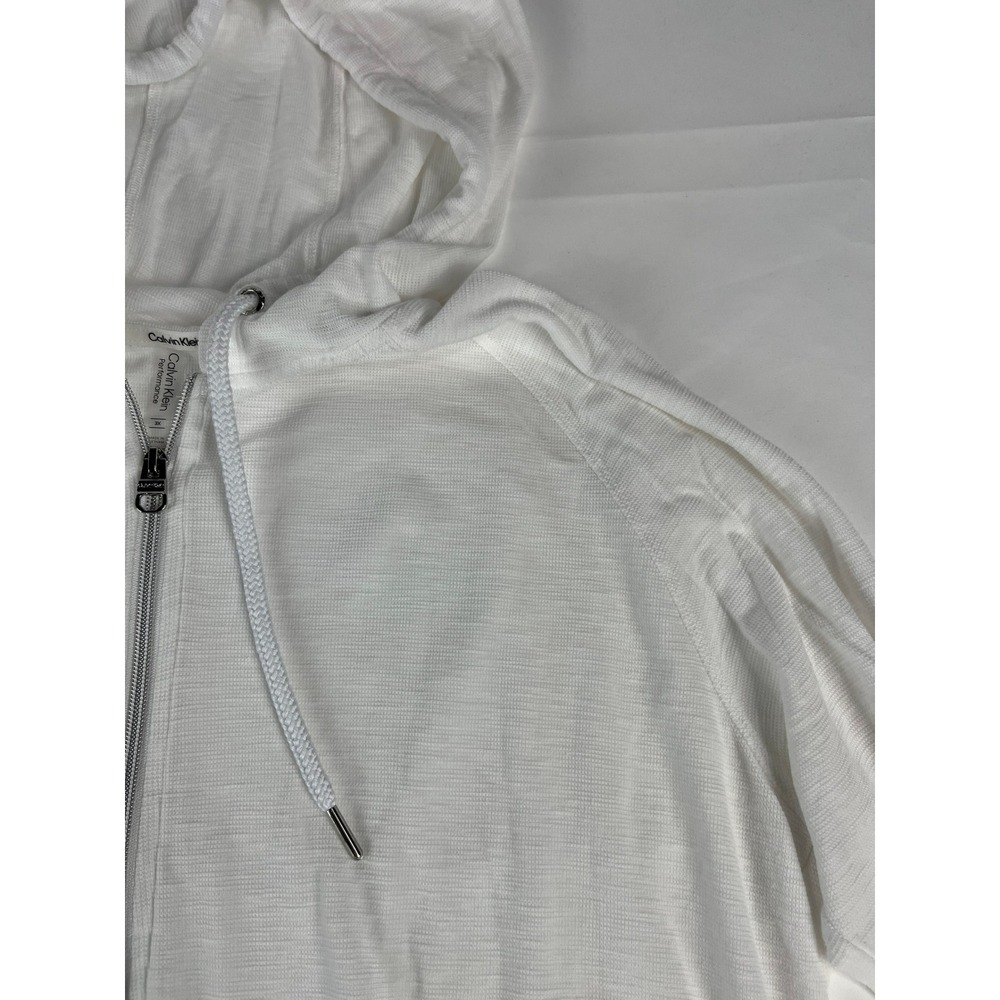 Calvin Klein Performance White Full‎ Zip Hoodie Plus Size 3X Waffle Knit